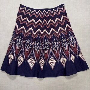 NEW Axcess Liz Claiborne Womens‎ Skirt 8 Abstract Chevron Ikat Sequins Navy Red